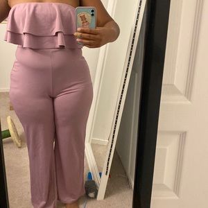 Fashionova lavender jumpsuit 😍size medium, strapless ruffled jumpsuit